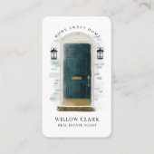 Carte De Visite Aquarelle verte Agent immobilier de porte avant (Devant)