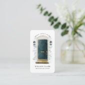 Carte De Visite Aquarelle verte Agent immobilier de porte avant (Debout devant)