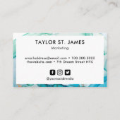 Carte De Visite Aquarelle verte Calligraphie Peinture Splatter (Dos)