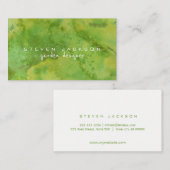 Carte De Visite Aquarelle verte cool abstraite designer de jardin (Devant / Derrière)