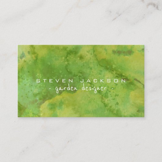 Carte De Visite Aquarelle verte cool abstraite designer de jardin (Devant)