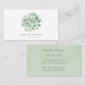Carte De Visite Aquarelle verte De Sage Succulente Élégante Simple (Devant / Derrière)