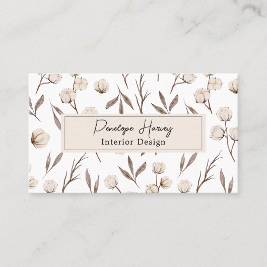 Carte De Visite Aquarelle verte Design d'intérieur rose (Devant)