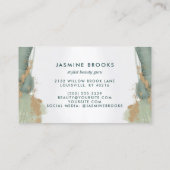 Carte De Visite Aquarelle verte et or Sage (Dos)