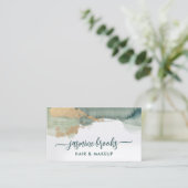 Carte De Visite Aquarelle verte et or Sage (Debout devant)