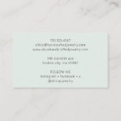 Carte De Visite Aquarelle verte moderne Script Petit (Dos)