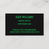 Carte De Visite Aquarelle verte noire, or (Dos)