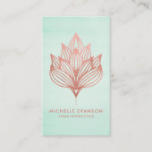 Carte De Visite Aquarelle verte rose à huile Lotus (Devant)