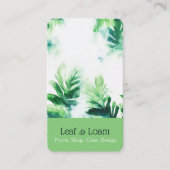 Carte De Visite Aquarelle verte tropicale légère (Devant)