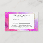 Carte De Visite Aquarelle violet Abstraite Faux Gold Dust Referend (Dos)
