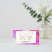 Carte De Visite Aquarelle violet Abstraite Faux Gold Dust Referend (Debout devant)