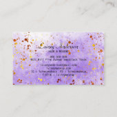 Carte De Visite Aquarelle violet clair fausse feuille d'or parties (Dos)