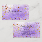 Carte De Visite Aquarelle violet clair fausse feuille d'or parties (Devant / Derrière)
