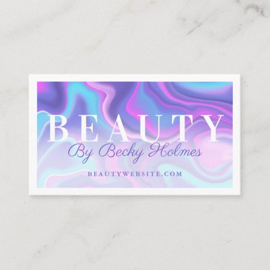 Carte De Visite Aquarelle violet et bleu Design holographique Beau (Devant)