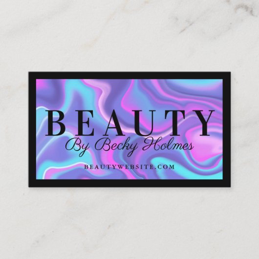 Carte De Visite Aquarelle violet et bleu Design holographique Beau (Devant)