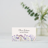 Carte De Visite Aquarelle violet Fleur sauvage Meadow (Debout devant)