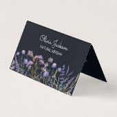 Carte De Visite Aquarelle violet Fleur sauvage pré-plié (Devant)