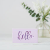 Carte De Visite Aquarelle violet Hello Typographie (Debout devant)
