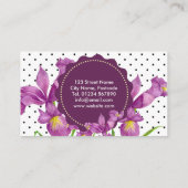 Carte De Visite Aquarelle violet Iris noir blanc Pois Busi (Dos)