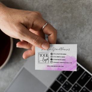 Carte De Visite Aquarelle violet Logo des médias sociaux Photo