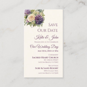 Carte De Visite Aquarelle violet-mariage-mariage Enregistrer la da