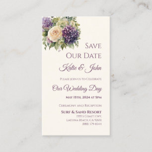 Carte De Visite Aquarelle violet-mariage-mariage Enregistrer la da