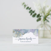 Carte De Visite Aquarelle Violet Navy Or (Debout devant)