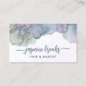 Carte De Visite Aquarelle Violet Navy Or (Devant)