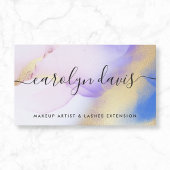 Carte De Visite Aquarelle violet or Abstrait script de calligraphi