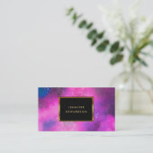 Carte De Visite Aquarelle violet rose éclaboussure doré cadre (Debout devant)