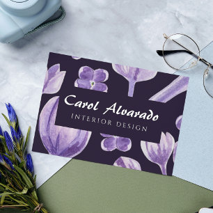 Carte De Visite Aquarelle violet rustique Lilac