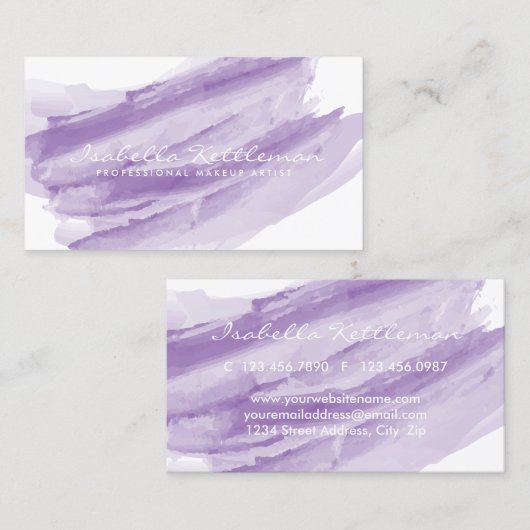 Carte De Visite Aquarelle violette (Devant / Derrière)