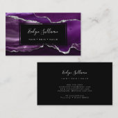 Carte De Visite aquarelle violette argent (Devant / Derrière)