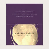 Carte De Visite Aquarelle violette contemporaine broyée (Extérieur déplié)