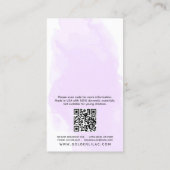 Carte De Visite Aquarelle violette & Écran de bijoux d'oreille d'o (Dos)