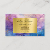 Carte De Visite Aquarelle violette et feuille d'or faux (Dos)