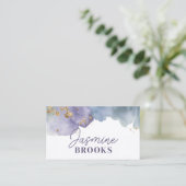 Carte De Visite Aquarelle violette et or Luxe (Debout devant)