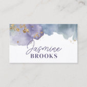 Carte De Visite Aquarelle violette et or Luxe (Devant)