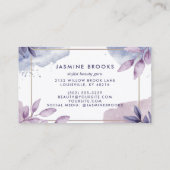 Carte De Visite Aquarelle violette Feuille Gold Frame (Dos)