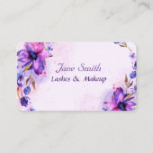 Carte De Visite Aquarelle violette fleurs abstraites (Devant)