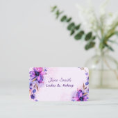 Carte De Visite Aquarelle violette fleurs abstraites (Debout devant)