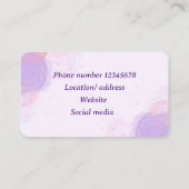 Carte De Visite Aquarelle violette fleurs abstraites (Dos)