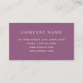 Carte De Visite Aquarelle violette Floral & Vert Professionnel (Dos)