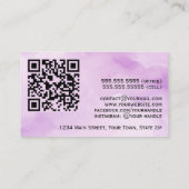 Carte De Visite Aquarelle violette & Gold Code QR professionnel (Dos)