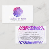 Carte De Visite Aquarelle violette Mandala Yoga et bien-être (Devant / Derrière)