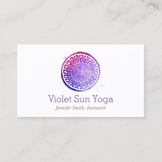 Carte De Visite Aquarelle violette Mandala Yoga et bien-être (Devant)