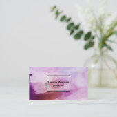 Carte De Visite Aquarelle violette moderne Customisée (Debout devant)