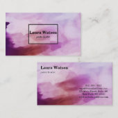Carte De Visite Aquarelle violette moderne Customisée (Devant / Derrière)