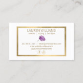 Carte De Visite Aquarelle violette Motif de Monstera Tropical (Dos)