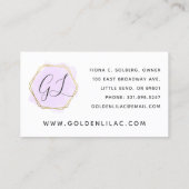 Carte De Visite Aquarelle violette & Or moderne Géométrique Chic (Dos)